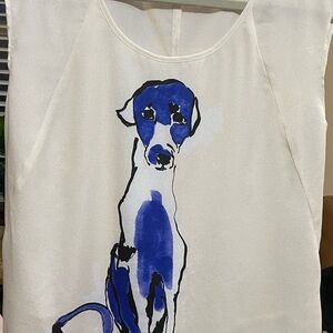 Stylish Blue and White Dog Print Shirt